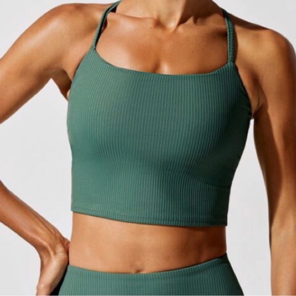 Carbon 38 Matching Set Ribbed 7/8 Leggings + Bra Top - Picture 4 of 13